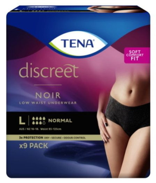 TENA Pants Discreet Black Large, Pack/9