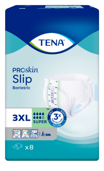 "TENA Slip Bari Super XXX-Large, Pack/8 (Sold as a pack, can be purchased as a carton of 4 packs)"