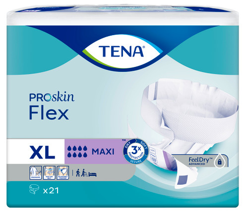 TENA Flex Maxi X-Large, Pack/21  (Sold as pack, or can be purchased as carton of 3 packs) (New Code TN725000)