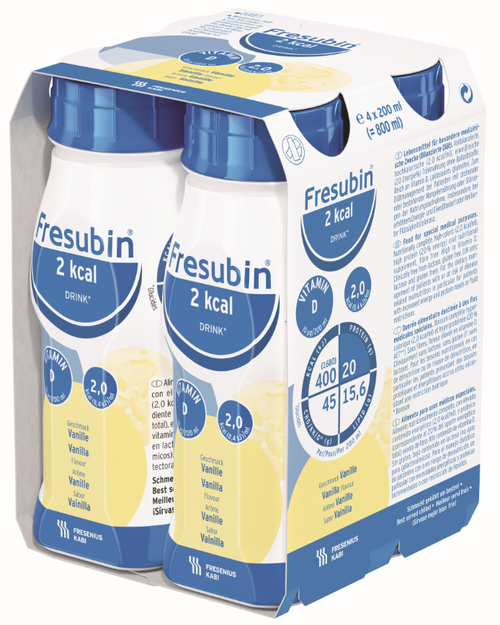 Fresubin 2kcal DRINK 200mL EasyBottle Vanilla Pack/4 - This product is currently OOS with the supplier until approx July 2024. Please contact us to discuss alternative products.