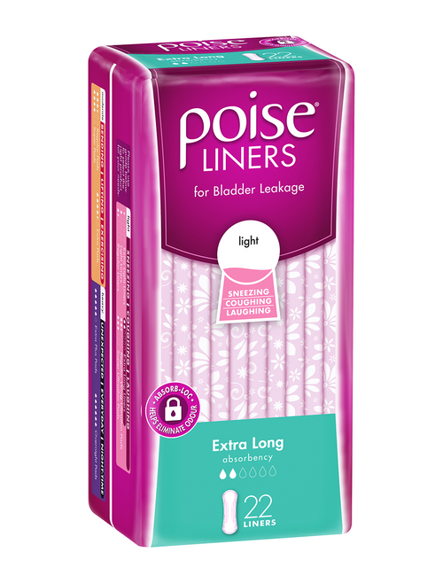 Poise Liners Extra Long, Pack/22