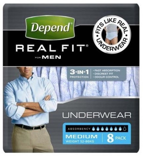 Depend Real Fit Men Medium 7 Drop, Pack/8