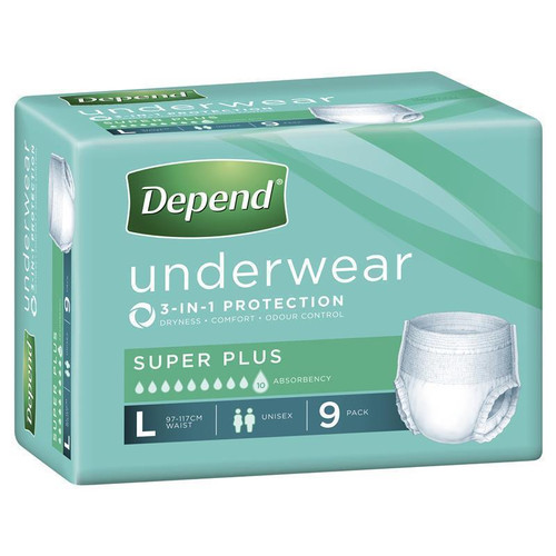 Depend Underwear Super Plus Large Unisex, Pack/9