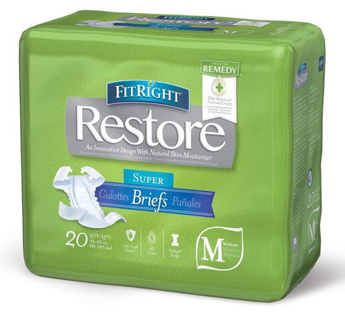 Fitright Restore Brief Wrap Medium White, Pack/20\r\n(Sold as pack or can be bought as Carton of 4 packs)