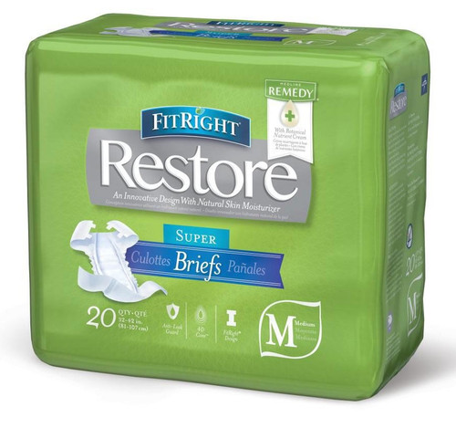 Fitright Restore Brief Wrap Medium White, Pack/20 (Sold As Pack Or Can Be Bought As Carton Of 4 Packs)