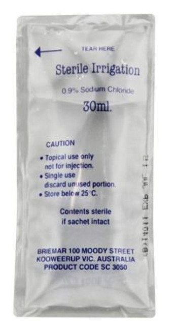 Sodium Chloride Sachet 0.9% For Irrigation 30ml, Each