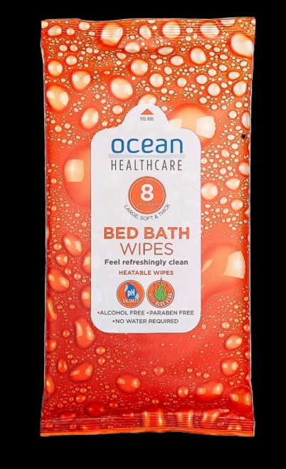 "Ocean Healthcare Bed Bath Wipes, Pack/8   (Sold as a pack can be purchased Carton/24)"