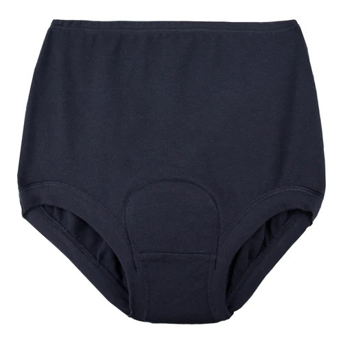 NIGHT N DAY BONDS branded Ladies Cottontail Full-Brief 100% Cotton w/ absorbent, waterproof pad sewn-in | Size 24 (W95cm) | 400mL capacity pad | BLACK
