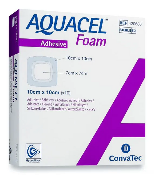 Aquacel Foam Adhesive Border Dressing 10cm x10cm, Each (Sold as an each can be bought Box/10)