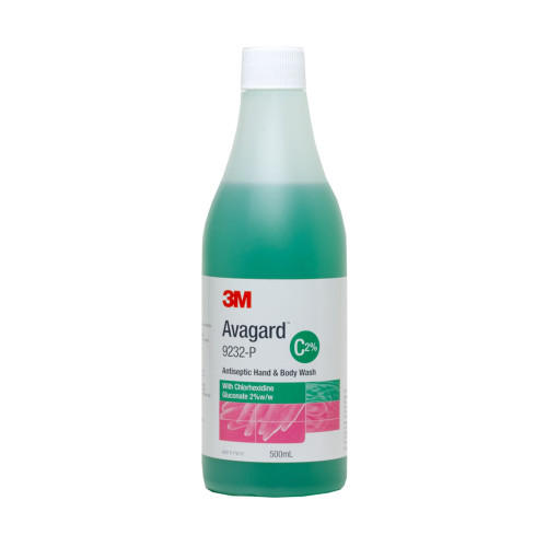 3M Avagard Antiseptic Hand & Body Wash Chlorhexidine 2% 500mL, Each