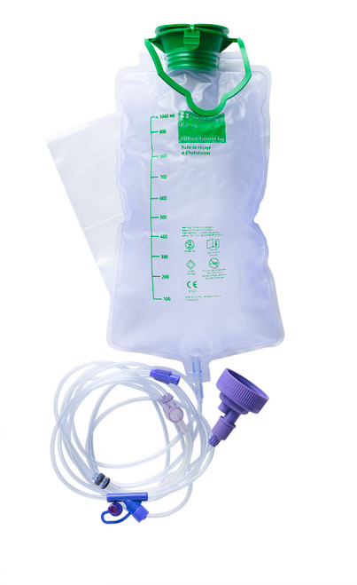 Kangaroo 3-in-1 Feed and Flush set with Inline Medication port, 1000ml, Sterile, Each (Sold as an each, can be purchased as a carton of 36)