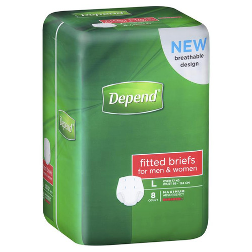 DEPEND Brief Normal Large, Pack/8 (Sold as a pack can be bought Carton/4)