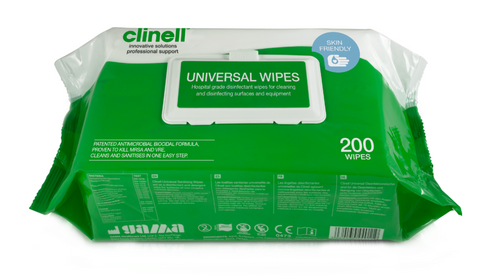 Clinell Universal Sanitising Wipes Pkt/200 (Old Code TECLDBCW100AUS)