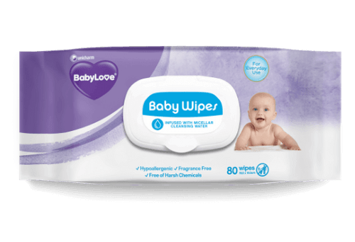 Babylove Wipes Unscented 80shts per Pack, Ctn/6