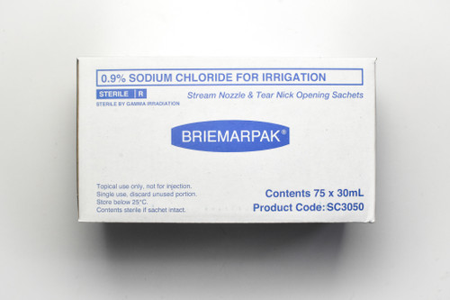 Sodium Chloride Sachet 0.9% For Irrigation 30Ml Box/75