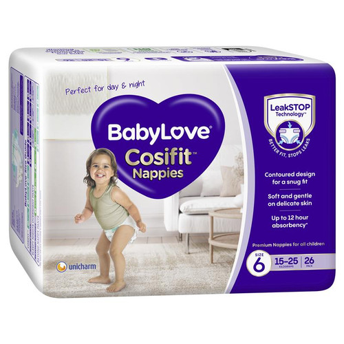 Baby Love Nappies Junior, 15-25Kg, Size 6, Pack/26(Sold as Pack can be bought Carton/3)