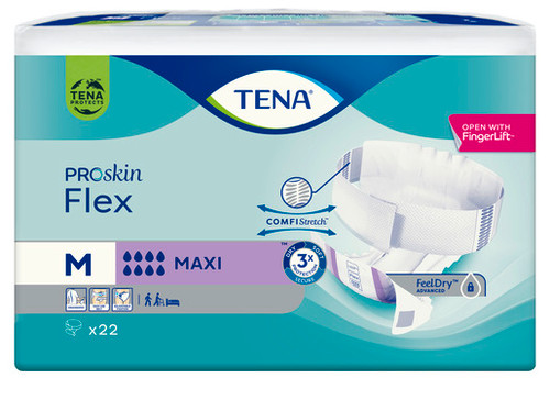 TENA Flex PROskin Maxi Medium, Pack/22  (Sold as pack, or can be purchased as carton of 3 packs) (Old Code TN725222)