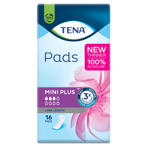 TENA Pads Mini Plus, Pk16 (Sold as a pack, can be purchased as a carton of 6 packs) (Old Code TN2309661)