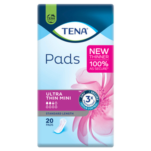 TENA Pads Ultra Thin Mini, Pk/20 (Sold as a pack, can be purchased as a carton of 6 packs)