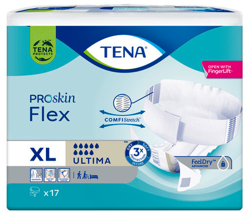 "TENA Flex PROskin Ultima XL, Pk17 (Sold as a pack, can be purchased as a carton of 3 packs) (Old Code TN725400)"