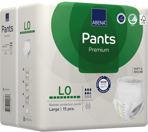 Abena Pants LO Green 1100ml, Pack/15 (Sold as a pack, can be purchased as a carton of 6 packs) (Old Code BZSA1000016655)