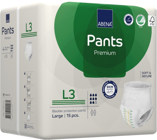 Abena Pants L3 Green 2400ml Pack/15 (Sold as a pack, can be purchased as a carton of 6) (Old Code BZSA41088)