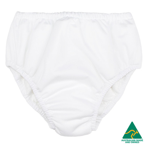 NIGHT N DAY Unisex Absorbent and Waterproof ('All-in-One') Pull-up Pant w/ elastic legs, waist | 6-8yrs (W57-59cm) | 600mL capacity | WHITE, Each