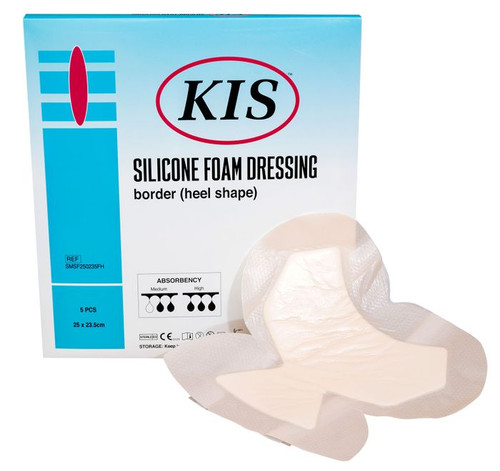 "KIS Silicone Foam Dressing Border, Heel Shape 25x23.5cm Box/5"