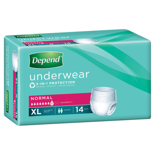 Depend Normal Underwear Unisex X-Large, Pack/14