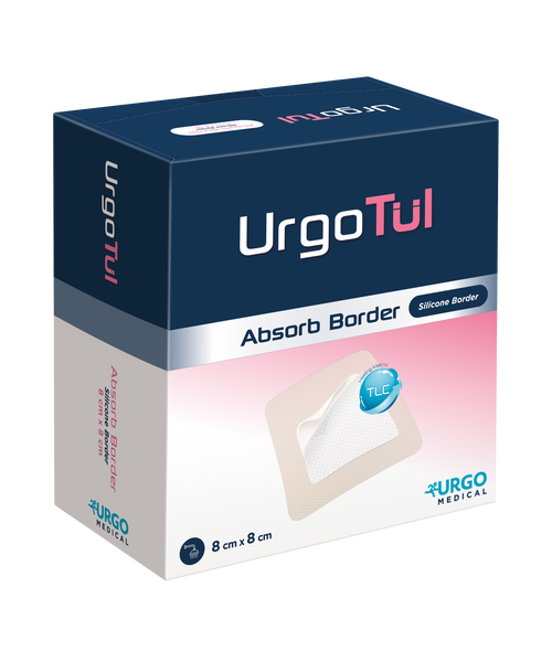 UrgoTul Absorb Silicone Border Absorbent Dressing (Border) 8cm x 8cm, Each (Sold as an each, can be purchased as Box/10)\r\n