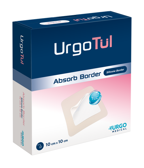 UrgoTul Absorb Silicone Border Absorbent Dressing (Border) 10cm x 10cm, Each (Sold as an each, can be purchased as Box/10)\r\n