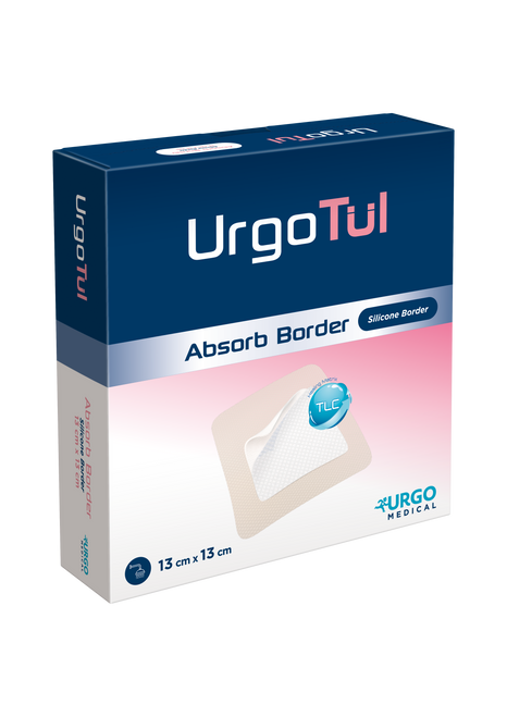 UrgoTul Absorb Silicone Border Absorbent Dressing (Border) 13cm x 13cm, Each (Sold as an each, can be purchased as Box/10)\r\n