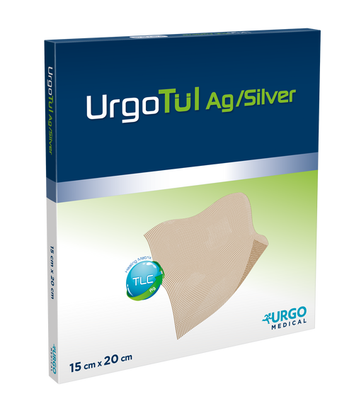 UrgoTul AG Non-Adherent Dressing Impregnated with Silver (Contact Layer) 15cm x 20cm, Each (Sold as an each, can be purchased as Box/16)\r\n