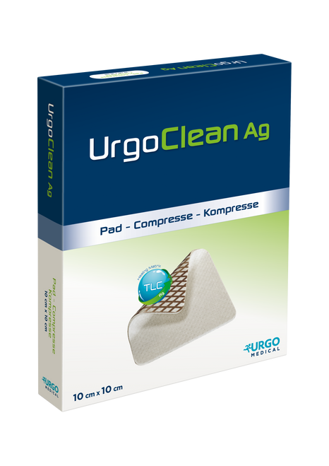UrgoClean AG Pad Poly-Absorbent Fibrous Dressing Impregnated with Silver (Pad) 10cm x 10cm, Each (Sold as an each, can be purchased as Box/10)\r\n