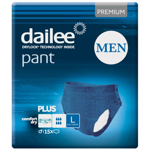 Dailee Pants Men Plus Blue Large, Pack/15 (Sold As A Pack, Can Be Purchased As Carton Of 6 Packs)