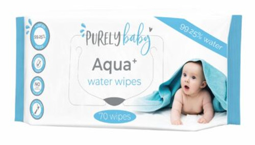 Purely Baby Aqua+ Water Wipes, Pack/70 (Sold As A Pack Can Be Purchased As Carton/8) (Old Code Rhs512)