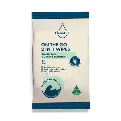 On the Go 2 in 1 Wipes, Pack/15 (Sold as a pack can be purchased as Carton/18 packs)