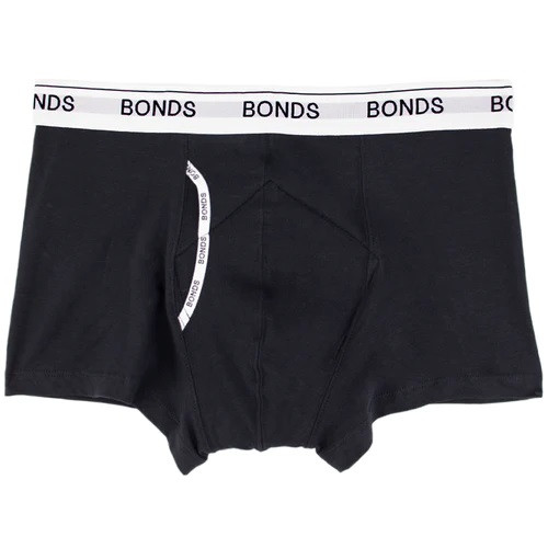 NIGHT N DAY x BONDS branded Men's Guy Front Trunk/Boxer 100% Cotton w/ absorbent, waterproof pad sewn-in | Medium (W85-90cm) | 100mL capacity pad | BLACK