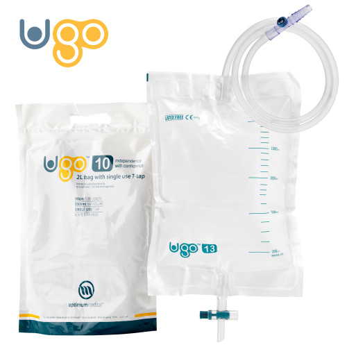 UGO 10 Drain Bag, T-Tap non-sterile,2000ml, 90cm Tube Each
