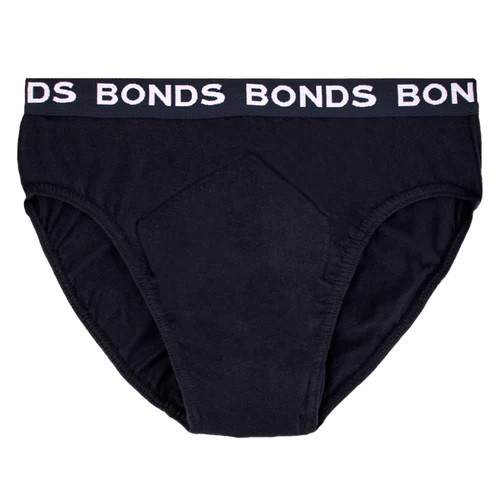 Night N Day, BONDS branded Men's Hipster 100% Cotton with absorbent waterproof pad sewn in, Small (W75-80cm), 100ml Capacity pad, Black, Each
