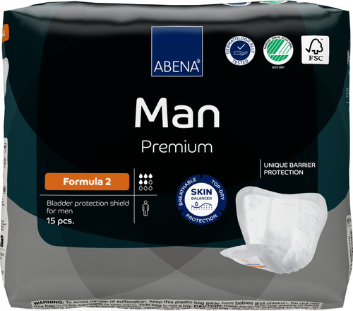 Abena Man Formula 2 Premium, Pack/15 (Sold as a pack can be purchased as Carton/12 Packs)