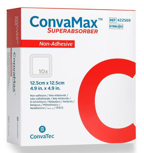 Convamax Super Absorbent Non-Adhesive Dressing 12.5cm x 12.5cm, Each (Sold as an each can be purchased as Box/10)