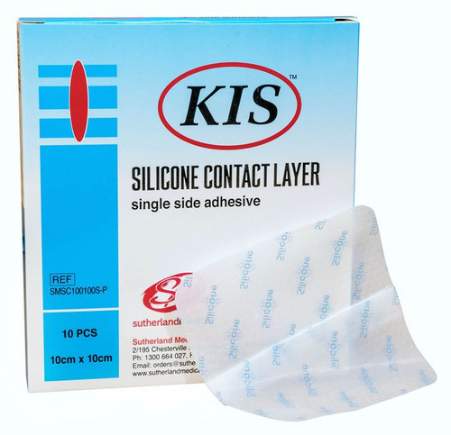 KIS Silicone Contact Layer, Single Side Adhesive, 10x10cm, Box/10