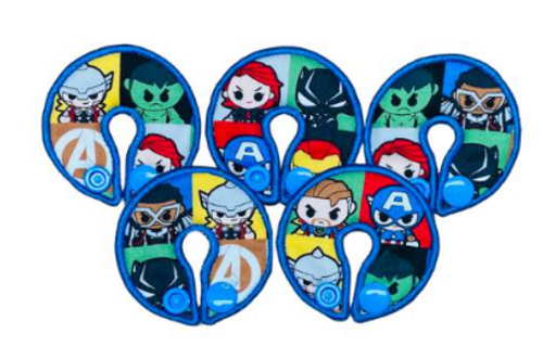 Tubie Fun, Button Pads, 6.5cm diameter, Superhero Cartoon, Pack/5