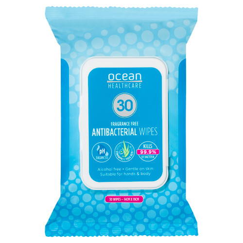 Ocean Healthcare Anti Bacterial Wipes Pack/30 (Sold as a pack can be purchased Carton/6)