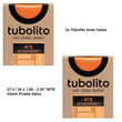 2x Tubolito Tubo 27.5 / 29 x 1.80 - 2.50" MTB 42mm Presta Valve in Orange Inner Tubes