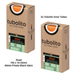 2x Tubolito S-Tubo 700C Road 700 x 18-32mm Presta Black Valve Inner Tubes 2x Tubolito S-Tubo 700C Road 700 x 18-32mm Presta Black Valve Inner Tubes