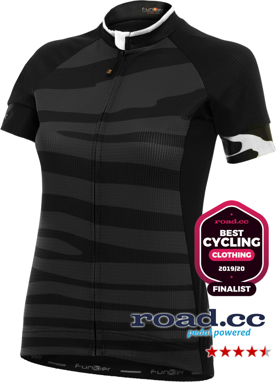 Funkier Prima Pro Ladies Short Sleeve Jersey in Black-Wave