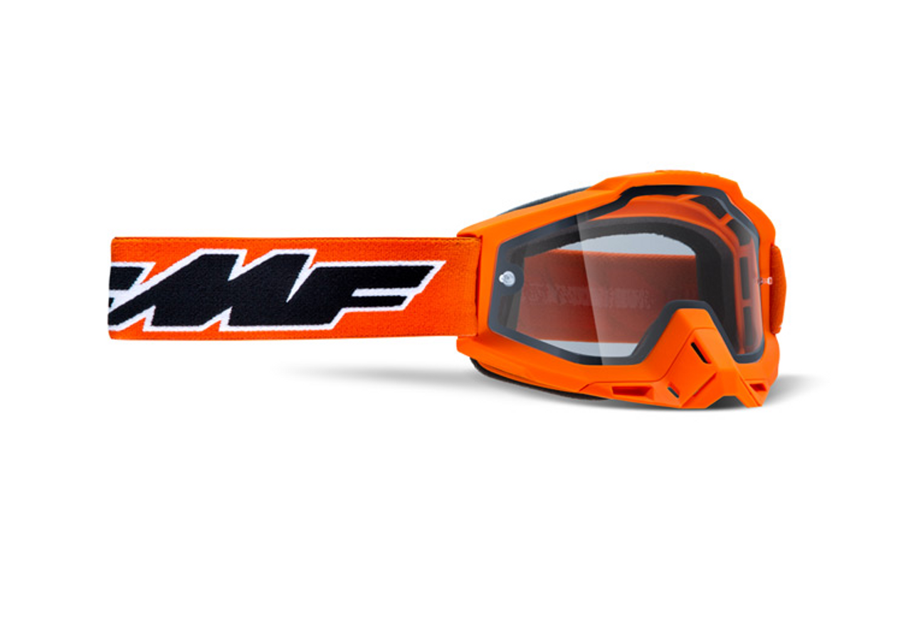 FMF POWERBOMB Enduro Rocket Goggles In Orange With Clear Lens