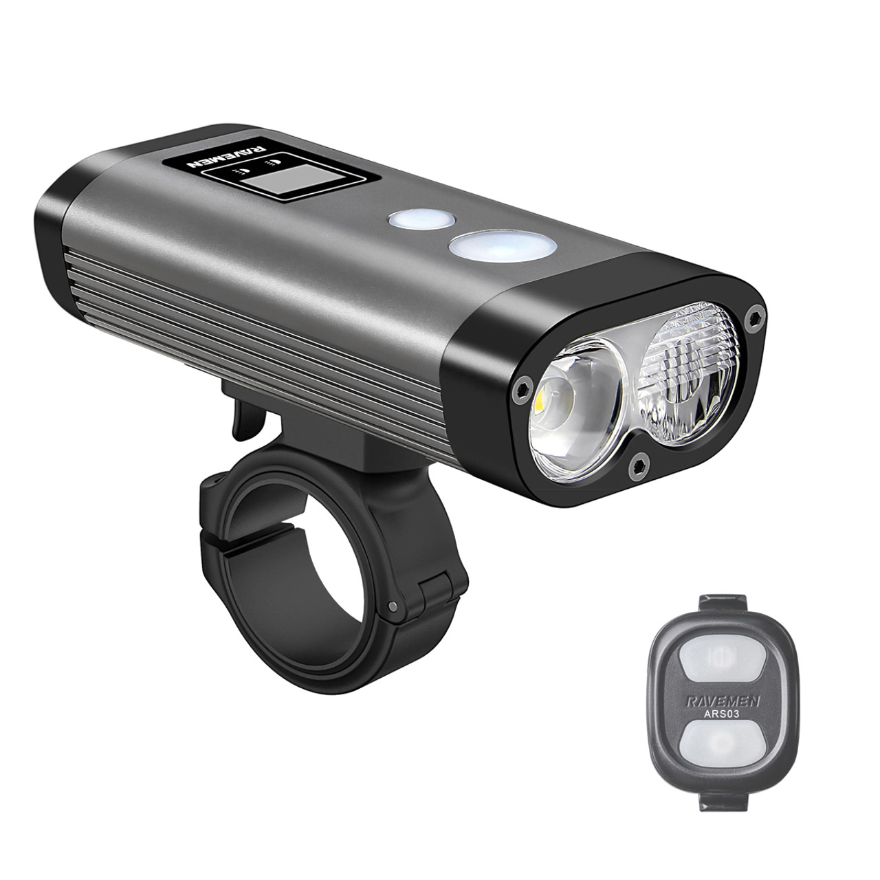 Ravemen PR2000 USB Rechargeable DuaLens Front Light with Remote in Grey/Black RRP £150